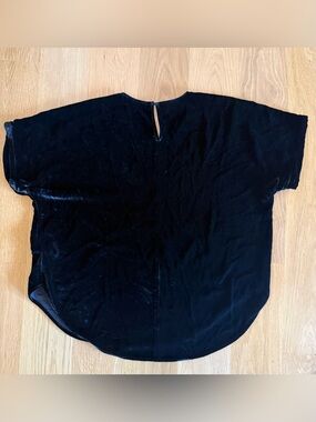 Madewell silk viscose Black Velvet Short Sleeve Blouse